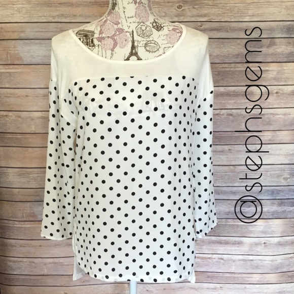 Tops - Cream and Black Polka Dot Top